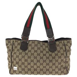 Borsa Tote Gucci Marrone Beige in Tela