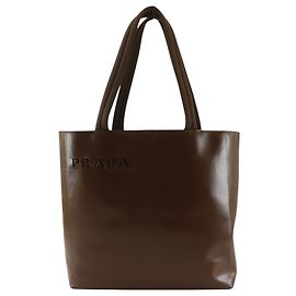 Saco Tote Prada em couro castanho