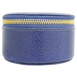 Funda Chanel de piel caviar azul marino