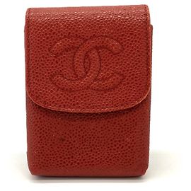 Chanel Red Grained Calfskin Cigarette Case