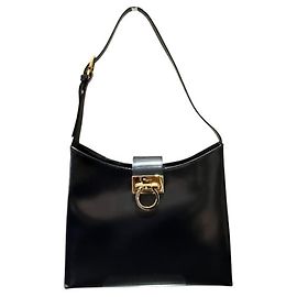 Borsa a tracolla Salvatore Ferragamo Gancini in pelle nera