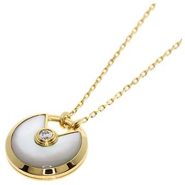 Collana Cartier Amulette de SM in Oro Giallo 18K, Madreperla e Diamanti