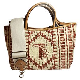Borsa a mano Tod's beige in pelle e tela