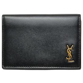 Autre Marque Tarjetero de piel negra Saint Laurent