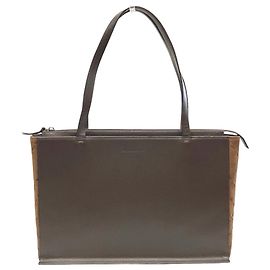 Borsa Tote Burberry in tela e pelle marrone