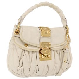 Borsa a tracolla Miu Miu Matelassé in pelle 2way White Gold Auth 202953V