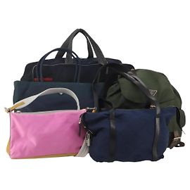 Tote Bag Schultertasche Handtasche PRADA Nylon 5 Set Navy Khaki Auth ti4039