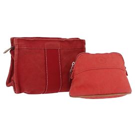 Hermès HERMES Beutel aus Baumwolle 2er Set Rot Auth ti4025