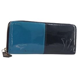 LOUIS VUITTON Monogram Vernis Portefeuille Miroir Blue Marine M64111 Auth 202604