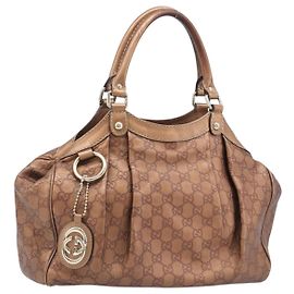 GUCCI GG Canvas Guccissima Tote Bag aus Leder Bronze Gold 211944 Auth 202927V