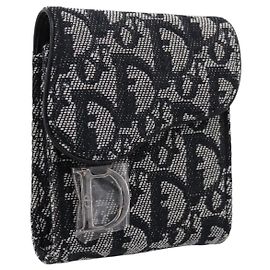 Pouch Saddle Christian Dior Trotter Canvas Grigio Argento Auth 202727V