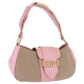 Borsa a tracolla FENDI Zucca Canvas Pink Gold Auth 202168V