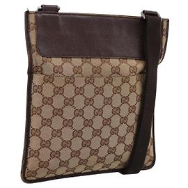 Borsa a tracolla GUCCI GG Canvas Beige Silver 27639 Auth 201150