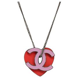 CHANEL Halskette Metall Rosa CC Auth 203054