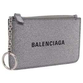 BALENCIAGA Every Day Coin Purse Leather Silver 581306 Auth 203452V