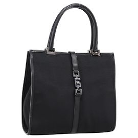 Bolsa GUCCI Jackie Canvas Preta Prata 002 1065 Auth 203243A
