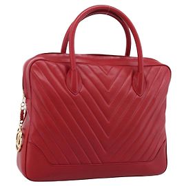 Bolso CHANEL V stitch de piel de cordero rojo y dorado CC Auth 203141