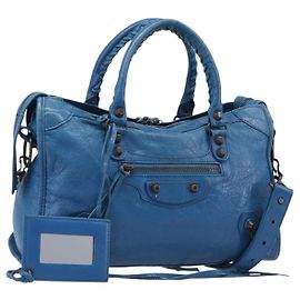 Borsa a mano BALENCIAGA Classic City in pelle 2way Blu 431621 Auth 200825V
