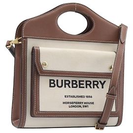 Borsa a mano BURBERRY Canvas Beige Gold Tone Auth 202843
