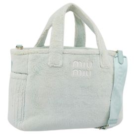 Borsa a mano Miu Miu Pile 2way Light Blue Gold Tone Auth ka6060A