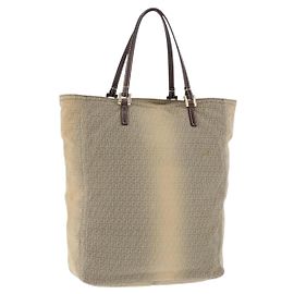 FENDI Zucchino Canvas Tote Bag Beige Auth 203802