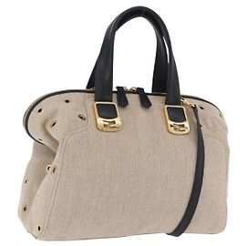 Borsa a mano FENDI Chameleon Canvas 2way Beige Tono Oro 8BL114 Auth 202092