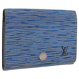 LOUIS VUITTON Epi Denim Anvelop Cult de Visit Card Case Blue M56723 Auth 203082A
