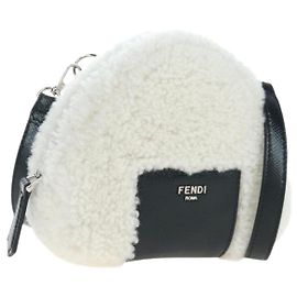 Borsa a tracolla FENDI Rice Ball Bore White Black 7AS240 Auth 202864SAM
