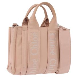Chloé Borsa a mano Chloe Woody Small Nylon 2way Pink Gold Auth 202651A