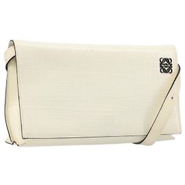 LOEWE Schultertasche aus Leder Ivory Gold Tone Auth 202298