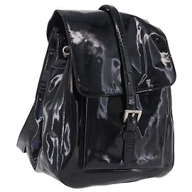PRADA Rucksack Lackleder Schwarz Silber Auth bs36857