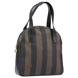 Borsa a mano FENDI Pecan Canvas PVC Marrone Nero Auth 203448