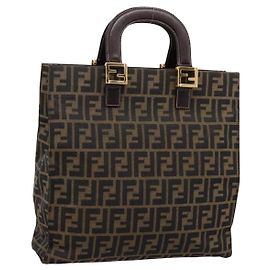 Borsa a mano FENDI Zucca Canvas Nero Marrone Auth 203801V