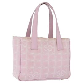 Bolsa CHANEL New Travel Line em lona Pink Gold CC Auth 200495