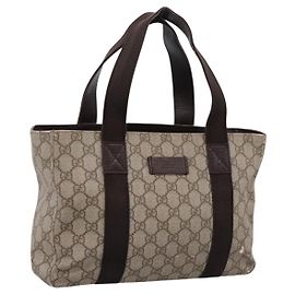 Borsa Tote GUCCI GG Supreme PVC Beige Silver 141976 Auth 202691