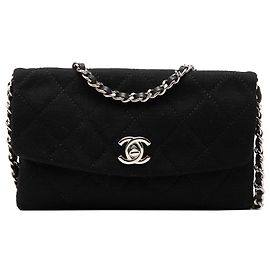 Bolso bandolera Chanel Mini CC de jersey acolchado negro