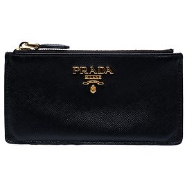 Tarjetero y monedero Prada Saffiano Negro