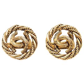 Orecchini a clip rotondi intrecciati Chanel CC placcati oro