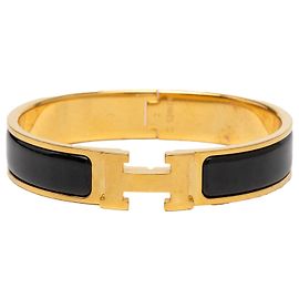 Pulsera Clic H PM estrecha de esmalte negro Hermès