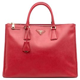 Prada Large Saffiano Lux Galleria Double Zip Satchel Rot