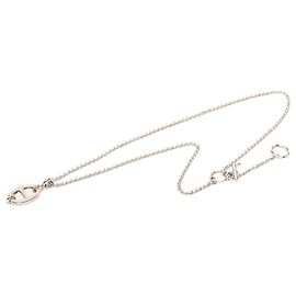 Hermès Mini Maillon Anhänger-Halskette, palladiumbeschichtet, silberfarben