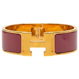Pulsera Hermès Clic Clac H PM ancha de esmalte rojo