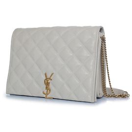 Autre Marque Saint Laurent, bolso becky de piel acolchada en beige