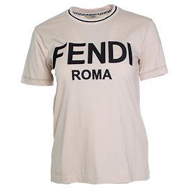 Fendi, t-shirt in cotone Fendi roma in rosa