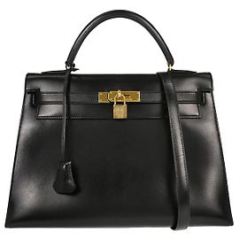 Hermès Hermes Kelly Black Box Calf with Gold Hardware 32