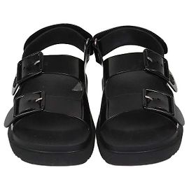 Sandali bassi Gucci in gomma nera Double G