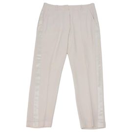 Pantalones de corte recto Brunello Cucinelli en mezcla de seda y acetato color marfil