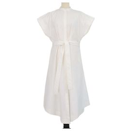 Proenza Schouler Adinna Ärmelloses Midi-Kleid mit Gürtel aus Baumwollpopeline-Mischgewebe Off White