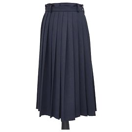 Gonna lunga plissettata a righe Sandro in misto lana blu navy
