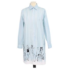 Blusa lunga Dioriviera in cotone a righe blu Christian Dior